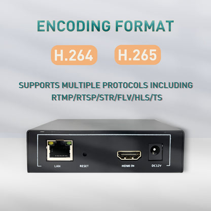 EN_HHN06LITE HDMI Video Encoder, Metal Housing, HDMI Loop Output, Dual Audio Input, H.264/H.265 Encoding, Full Protocol Conversion, Main & Sub Streams, Low Power for Live Streaming, Security & Remote Transmission