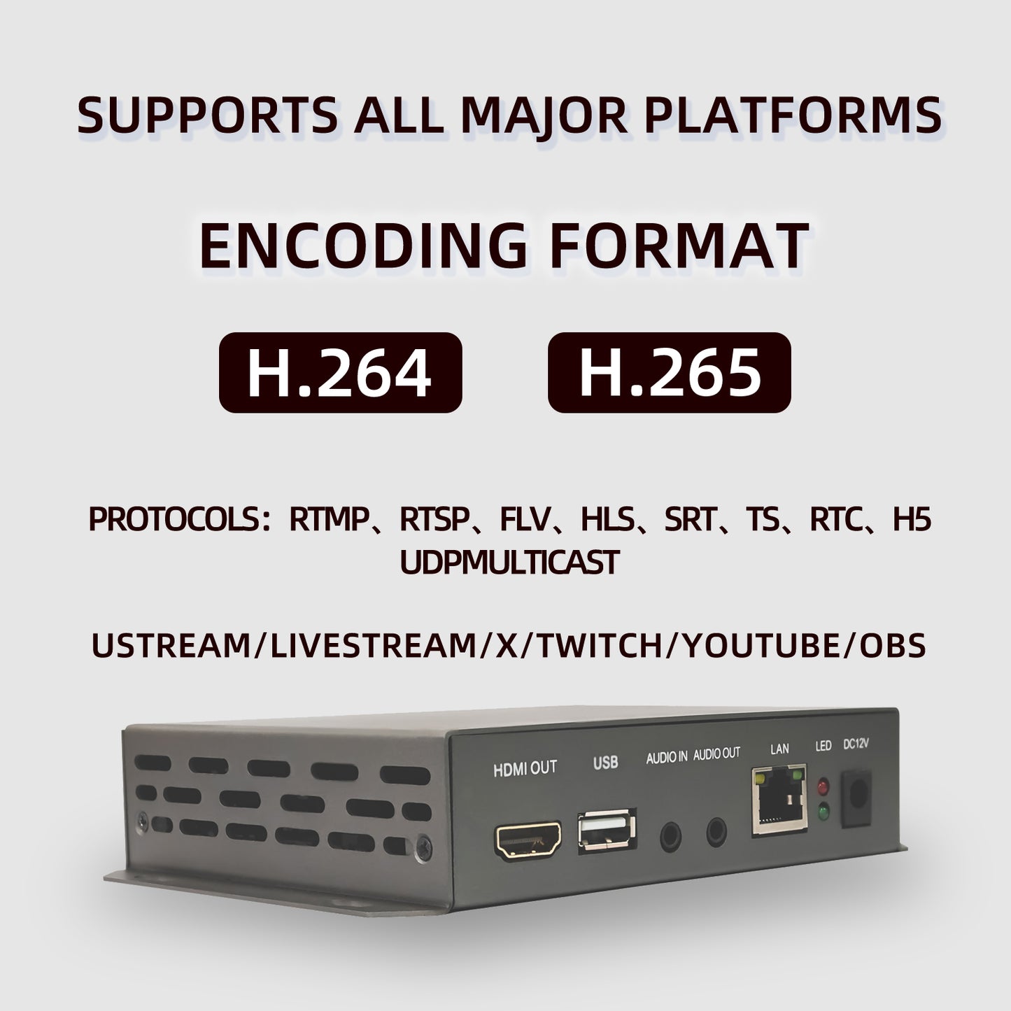 EN_HHN03_LITE CVDAW HDMI Encoder/Decoder, HDMI loopback function, can transmit recording and YouTube live streaming through USB, suitable for computer and cashier desktop screen recording, supports HTTP/RTMP/RTMPS/RTP multicast protocol.