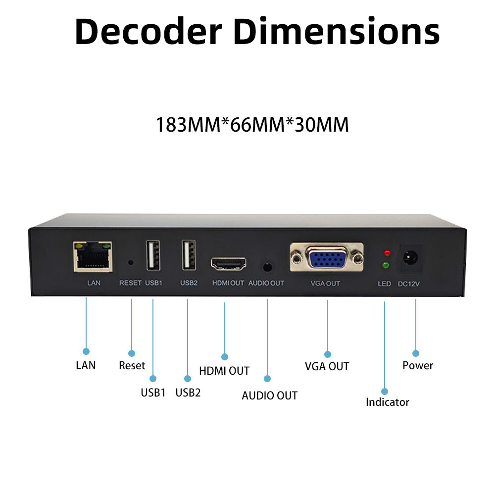 DE_VHN02 CVDAW 1080P HD VGA+HDMI Decoder H.265 Network Signal Decoding Device for Security CCTV Monitoring System