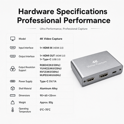 4K60 HDMI Video Capture Card, Plug and Play, Loop-Out, USB3.0 for Streaming Gaming,Switch,Xbox,PS4/5,OBS,Zoom(Silver)
